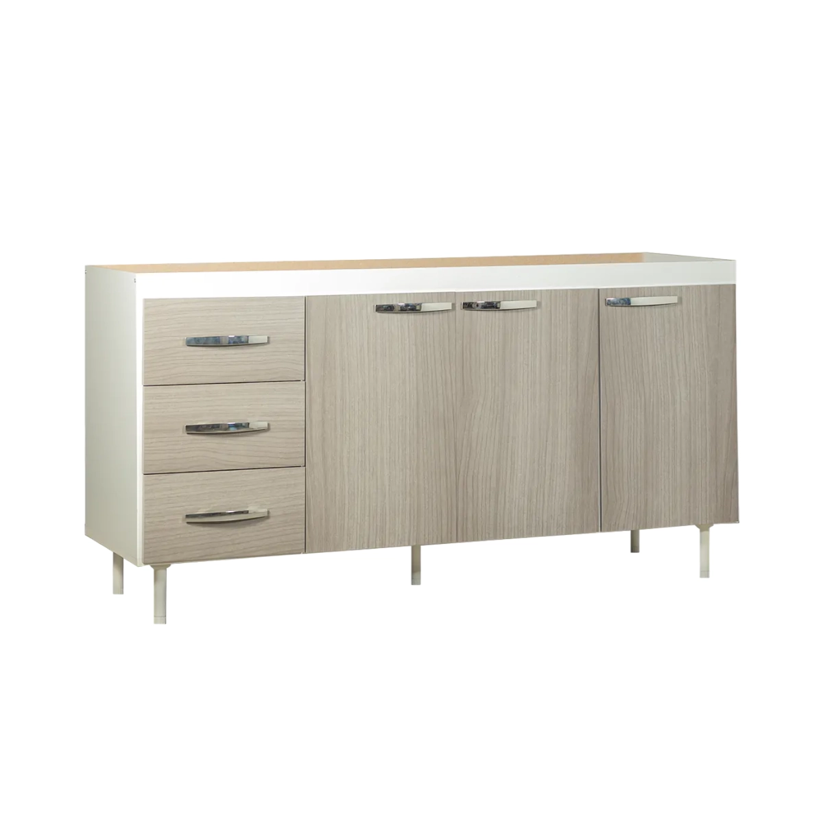 Bajomesada-Máximo-160-Cm-3-Puertas-3-Cajones-Blanco-Gris Bajo Mesada Máximo 160 Cm 3 Puertas 3 Cajones Blanco/Gris