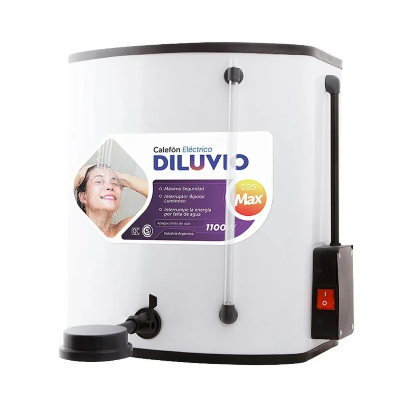 Calefón Eléctrico Diluvio D20 Max 20 Litros Enlozado Blanco