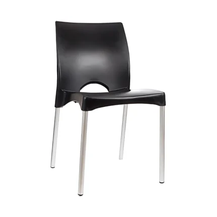 Silla de Plástico C/Patas de Aluminio Garden Life F900001 Boston Negro