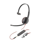 Auricular Monoaural con Micrófono Poly Blackwire 3215 USB-C Headset +3.5mm Plug +USB-C/A Adapter 8X227A6 (Bulk)