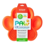 Petdreamhouse Paw 2 En 1 Alimentador Lento Y Almohadilla Color Naranja