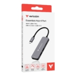 Hub Multipuerto USB-C 4 puertos Verbatim Gris