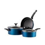 Bateria de Cocina 5 Piezas Antiadherente Marmicoc Azul