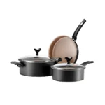 Batería de Cocina 5 Piezas Antiadherente Marmicoc Negro-Dorado