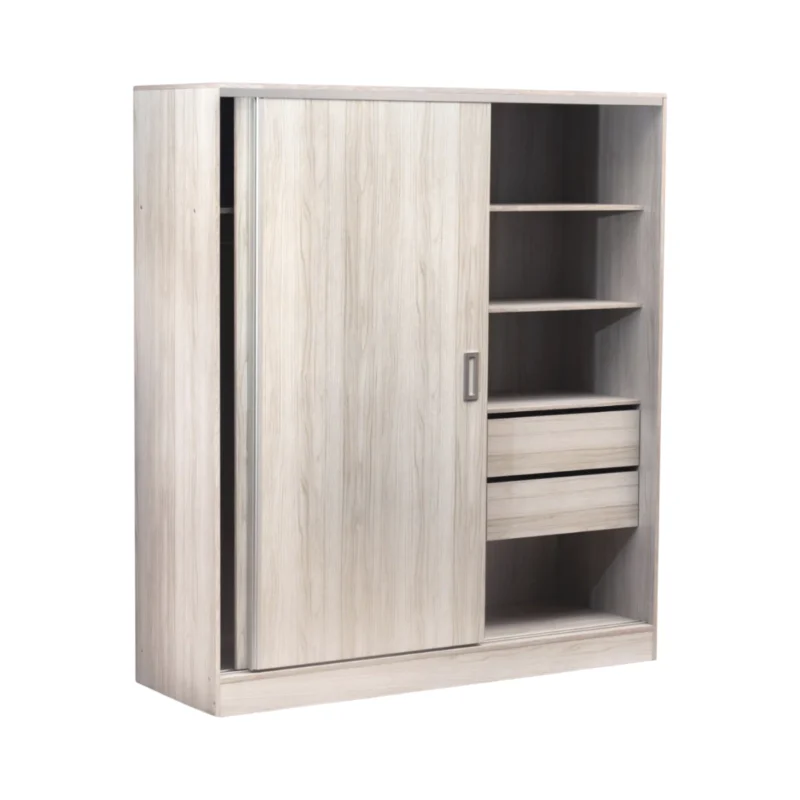 Ropero Maximo 3 Puertas Corredizas 2 Cajones Marfil
