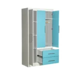 Combo Dormitorio Máximo Placard 3 Puertas + Cómoda 4 Cajones + Mesa de Luz Celeste - Image 3