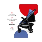 Coche de Paseo Reclinable Bebesit Aeris 1390-D 15Kg Max Azul - Image 4