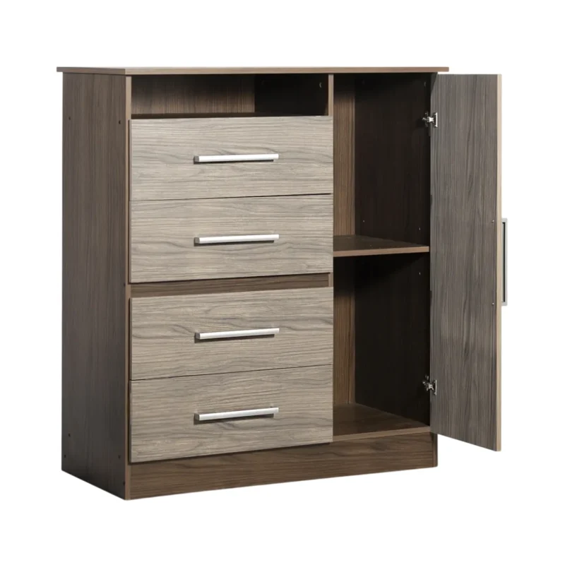Comoda Chiffonier Maximo 1 Puerta 4 Cajones Estante Pinot Nogal 1