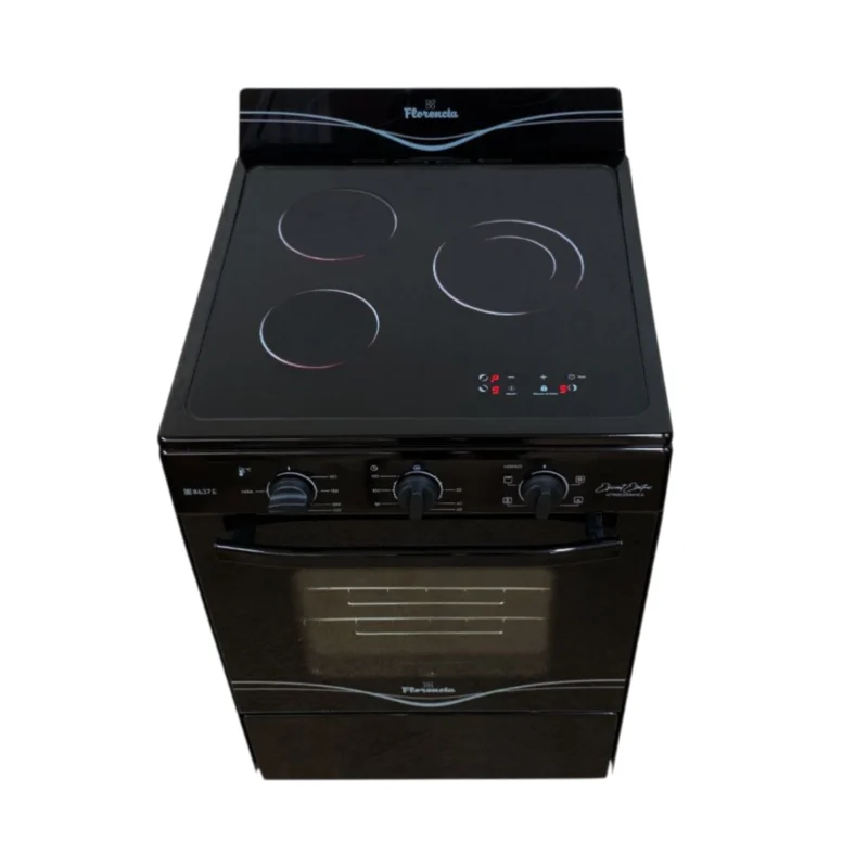 Cocina Electrica Florencia 8637E 56cm 3 Hornallas Vitroceramico Digital Negra 2