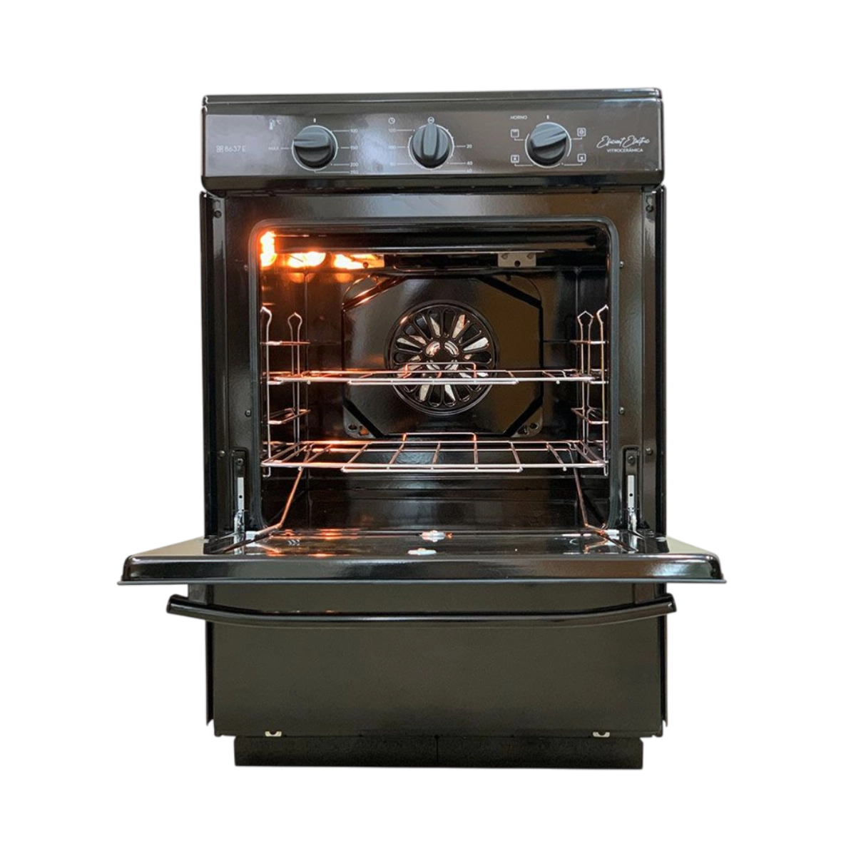 Cocina Eléctrica Florencia 8637E 56cm 3 Hornallas Vitrocerámico Digital Negra - Image 3